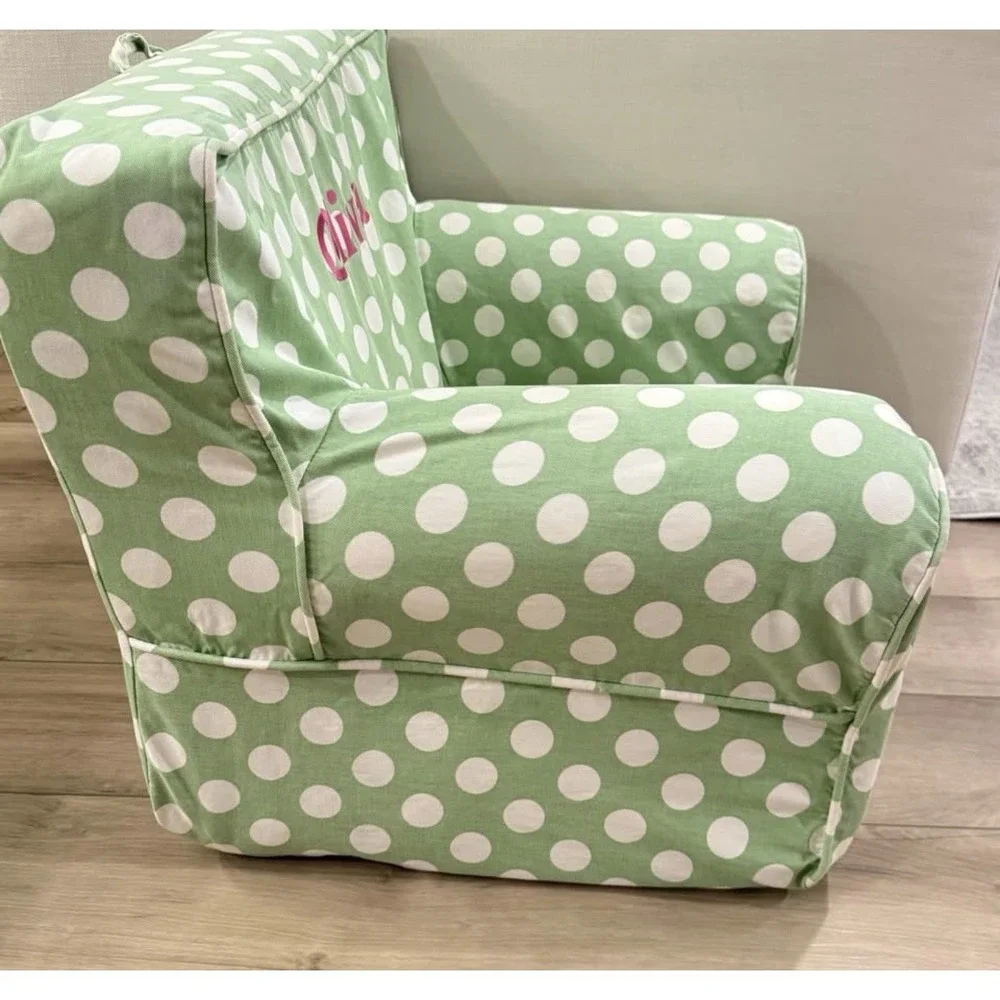 Pottery Barn My First Anywhere Chair COVER ONLY Olivia Embroidered Green Dots